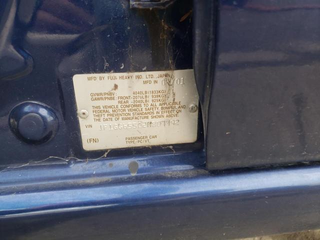 Photo 10 from auction – 2002 SUBARU IMPREZA TS with VIN JF1GG65502H807792