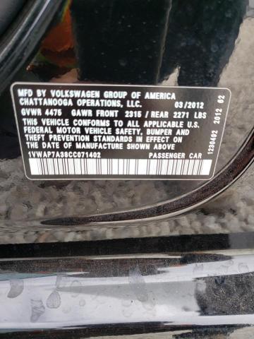 Photo 10 from auction – 2012 VOLKSWAGEN PASSAT S with VIN 1VWAP7A38CC071402