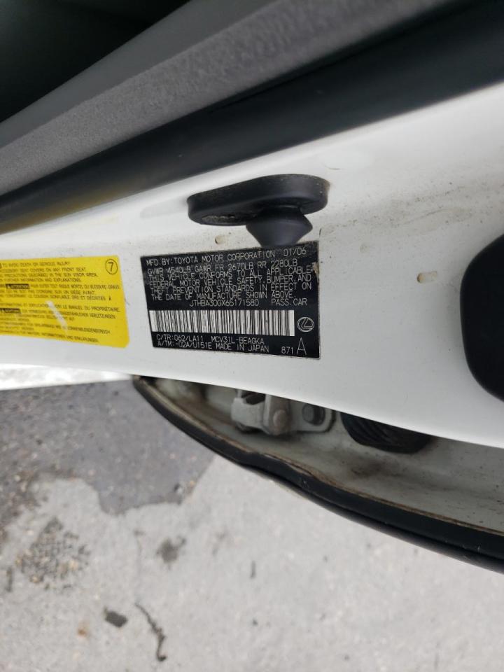 Zdjęcie 10 z aukcji – 2006 LEXUS ES 330 z VIN JTHBA30GX65171580