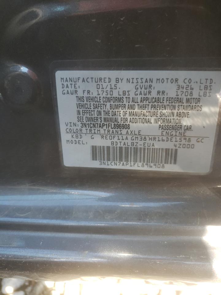 Photo 10 from auction – 2015 NISSAN VERSA S with VIN 3N1CN7AP1FL896908