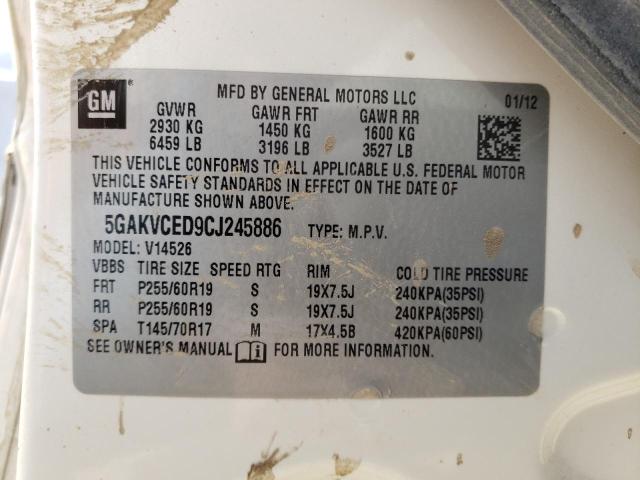 Photo 10 from auction – 2012 BUICK ENCLAVE with VIN 5GAKVCED9CJ245886