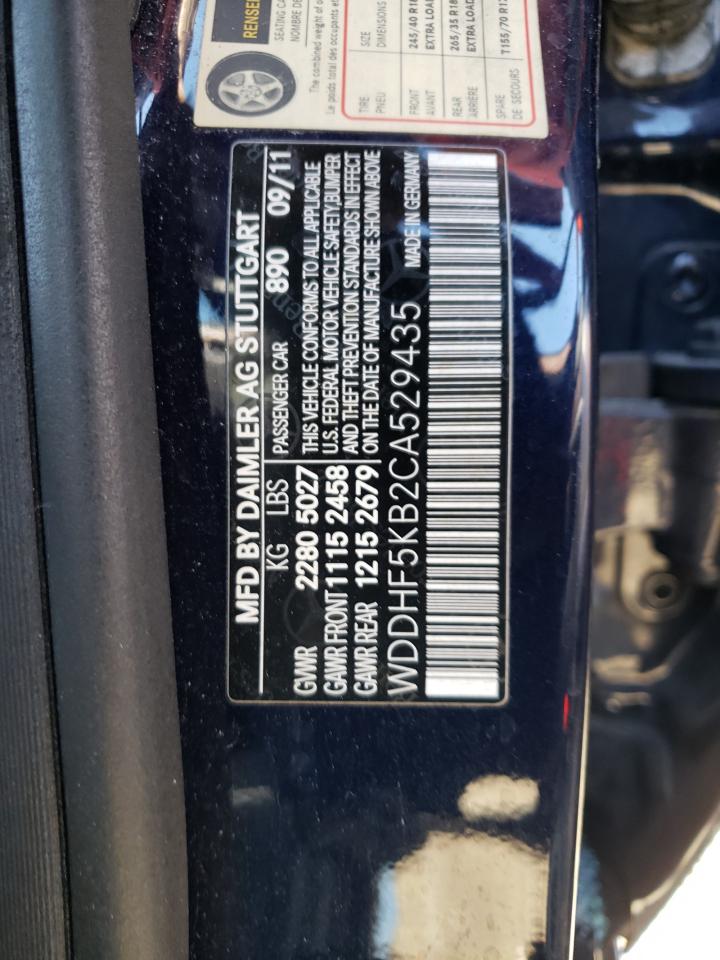 Photo 10 from auction – 2012 MERCEDES-BENZ E 350 with VIN WDDHF5KB2CA529435