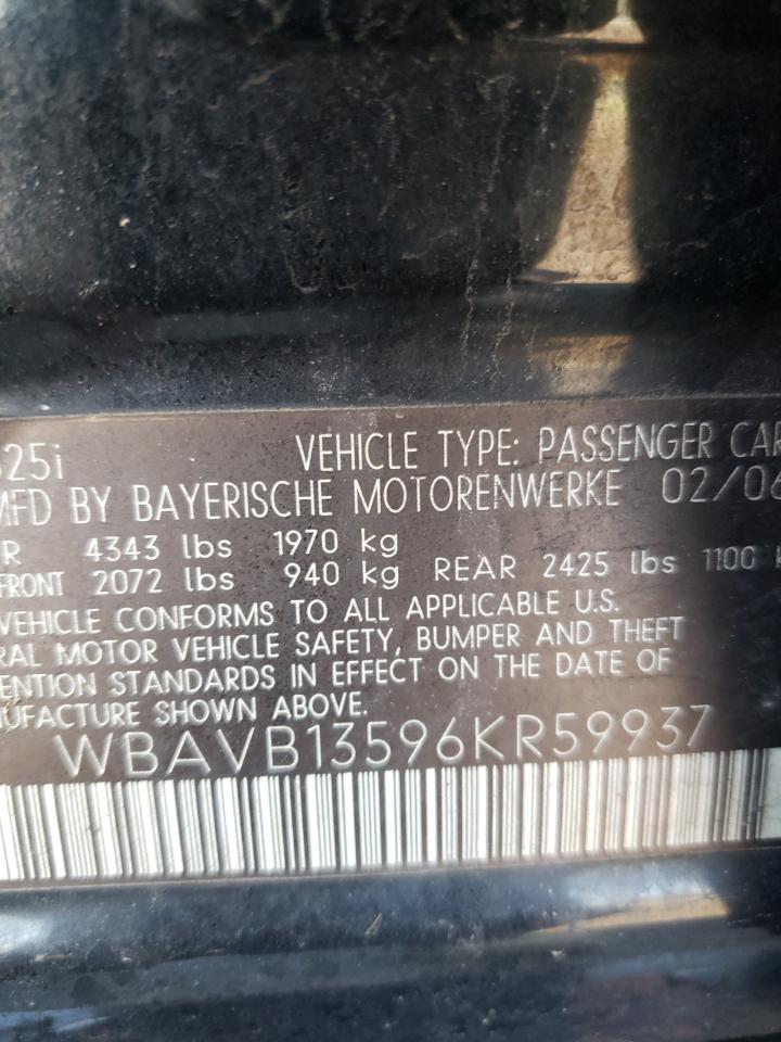 Photo 10 from auction – 2006 BMW 325 I with VIN WBAVB13596KR59937