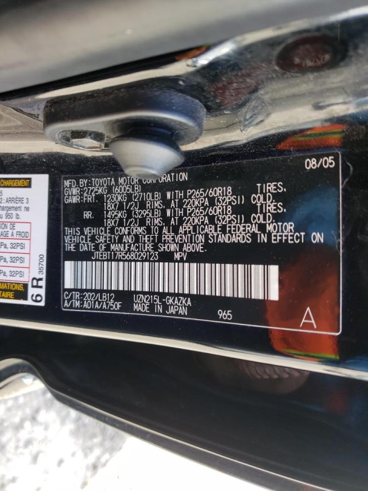 Photo 10 from auction – 2006 TOYOTA 4RUNNER with VIN JTEBT17R568029123