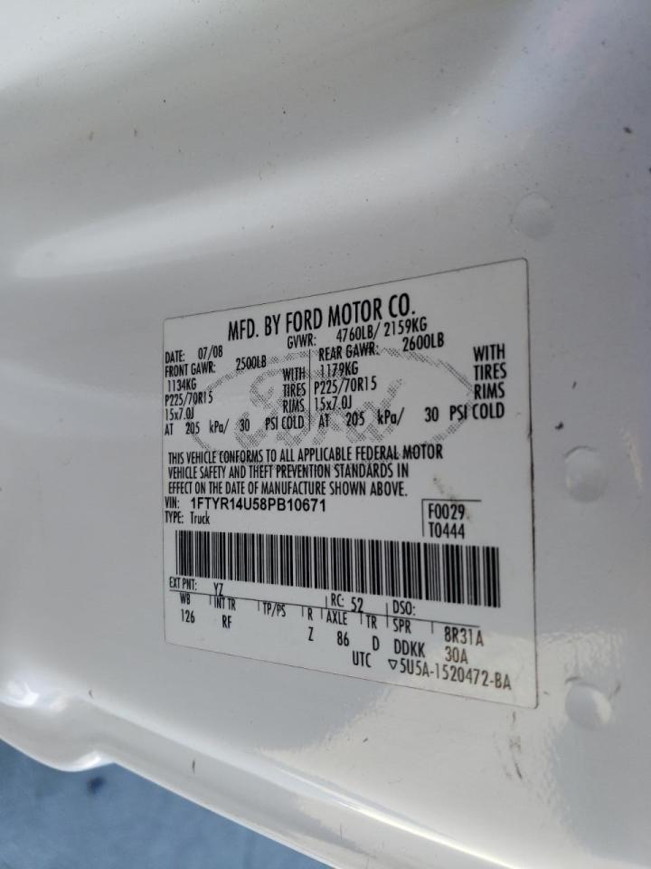 Photo 10 from auction – 2008 FORD RANGER SUP with VIN 1FTYR14U58PB10671