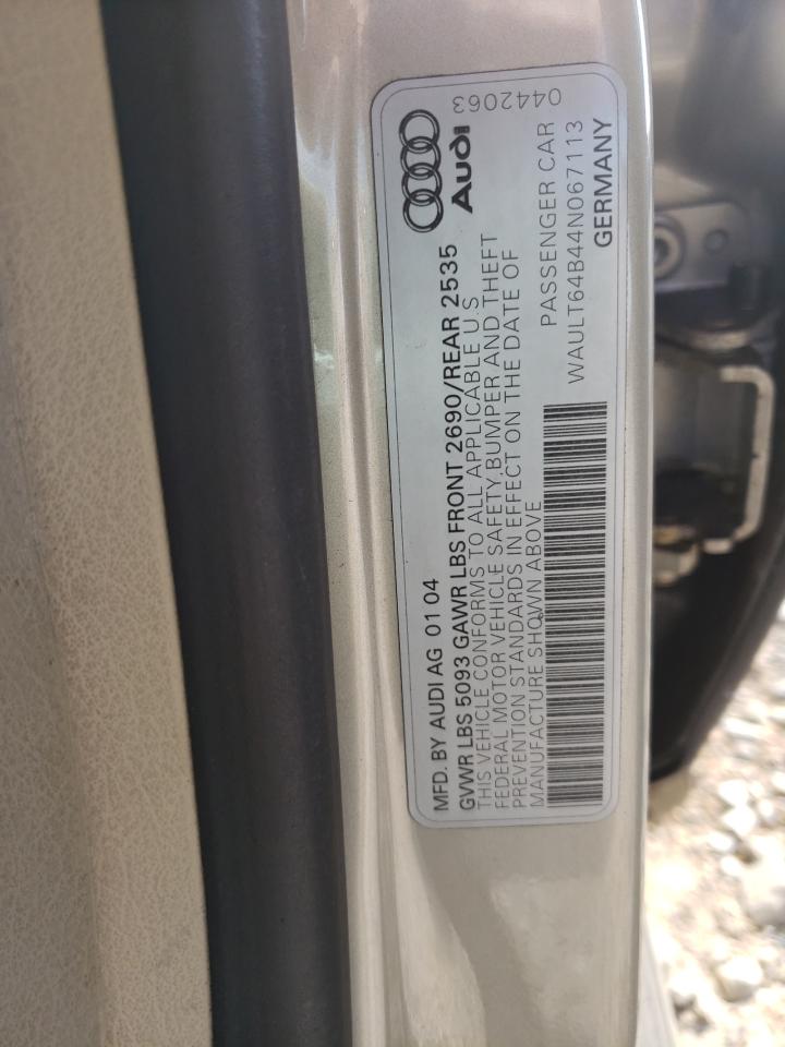 Photo 10 from auction – 2004 AUDI A6 3.0 QUA with VIN WAULT64B44N067113