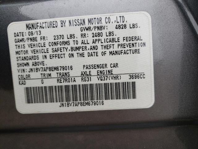 Photo 10 from auction – 2014 INFINITI Q50 BASE with VIN JN1BV7AP8EM679016