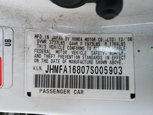 Photo 10 from auction – 2007 HONDA CIVIC EX with VIN JHMFA16807S005903