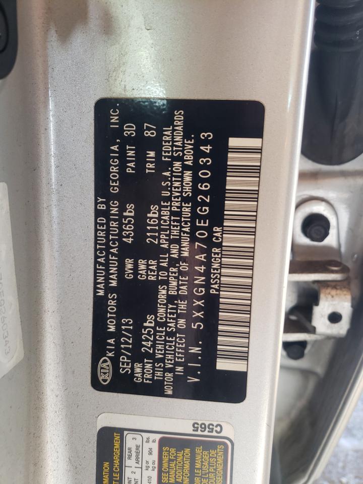 Photo 10 from auction – 2014 KIA OPTIMA with VIN 5XXGN4A70EG260343