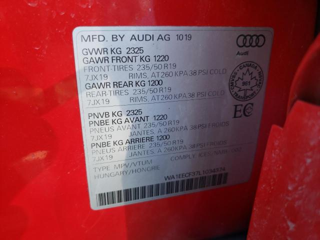 Photo 10 from auction – 2020 AUDI Q3 PREMIUM with VIN WA1EECF37L1034374
