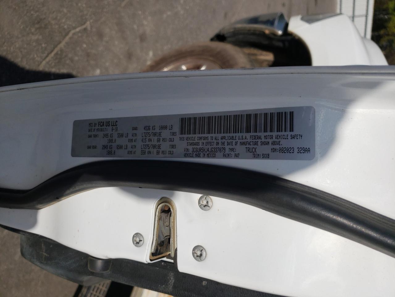 Photo 10 from auction – 2018 RAM 2500 ST with VIN 3C6UR5HJ4JG337079