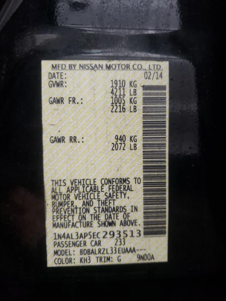 Photo 10 from auction – 2014 NISSAN ALTIMA 2.5 with VIN 1N4AL3AP5EC293513
