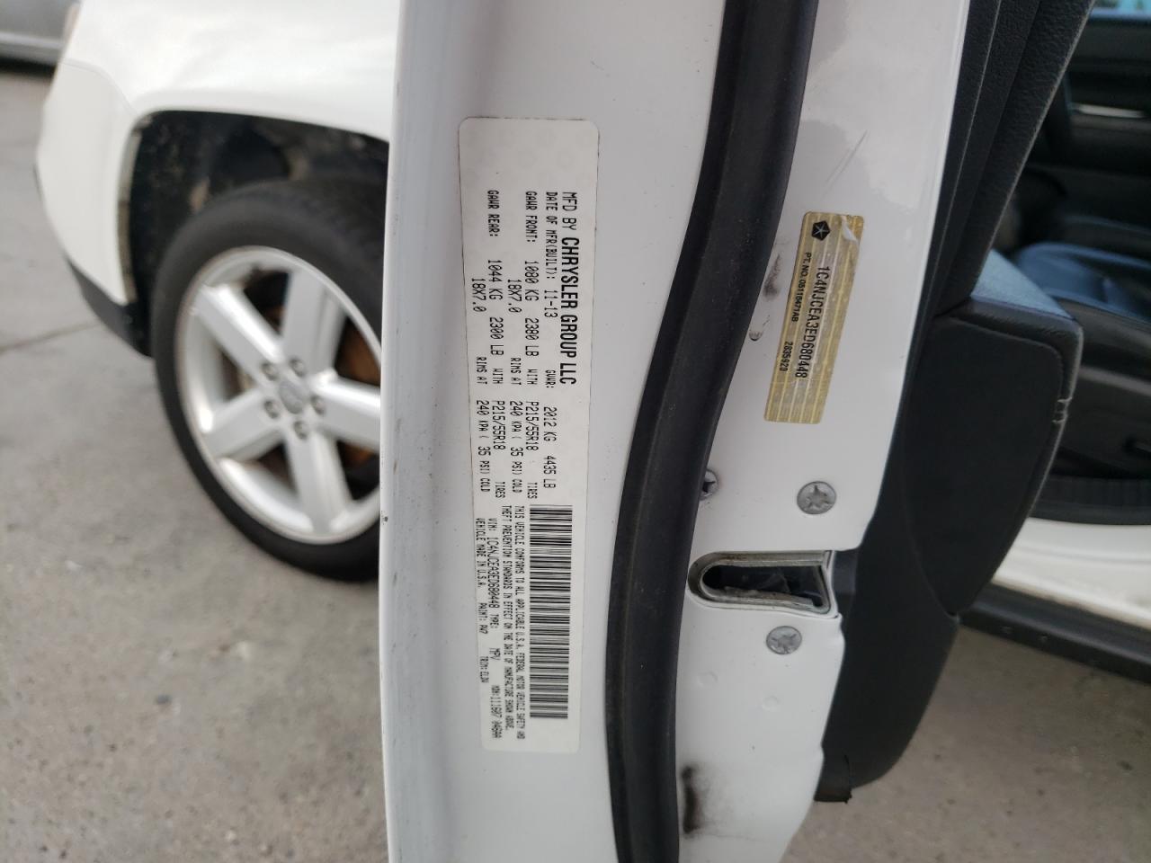 Photo 10 from auction – 2014 JEEP COMPASS LA with VIN 1C4NJCEA3ED680448
