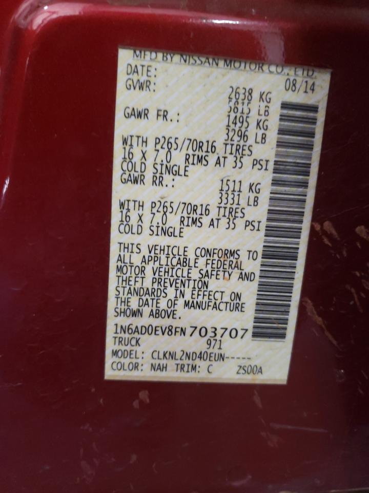 Photo 10 from auction – 2015 NISSAN FRONTIER S with VIN 1N6AD0EV8FN703707