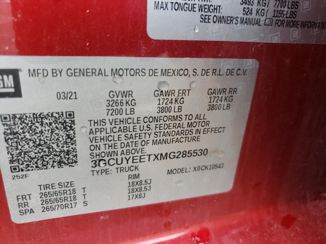 Photo 10 from auction – 2021 CHEVROLET SILVERADO with VIN 3GCUYEETXMG285530