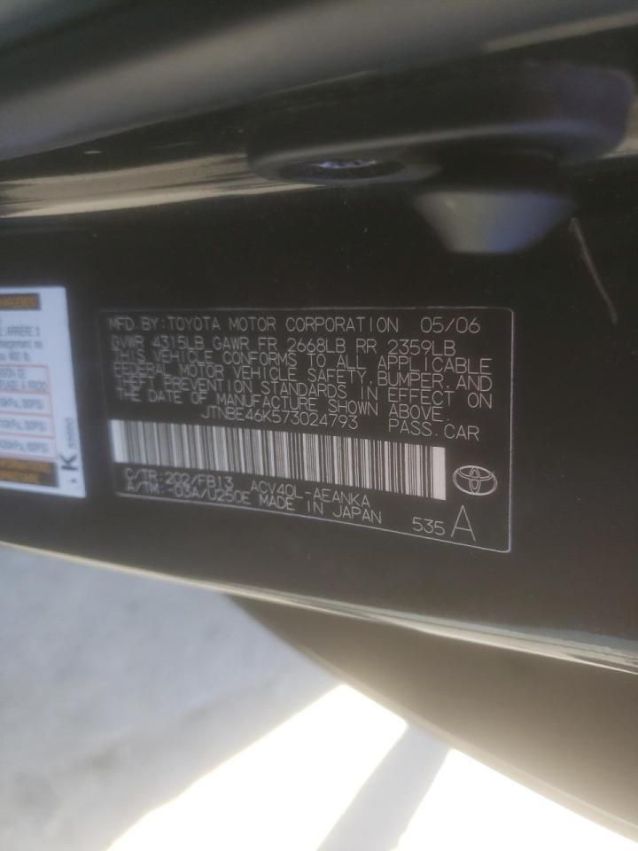 Photo 10 from auction – 2007 TOYOTA CAMRY CE with VIN JTNBE46K573024793