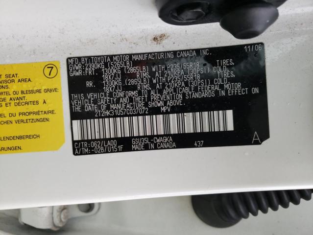 Photo 10 from auction – 2007 LEXUS RX 350 with VIN 2T2HK31U57C037072
