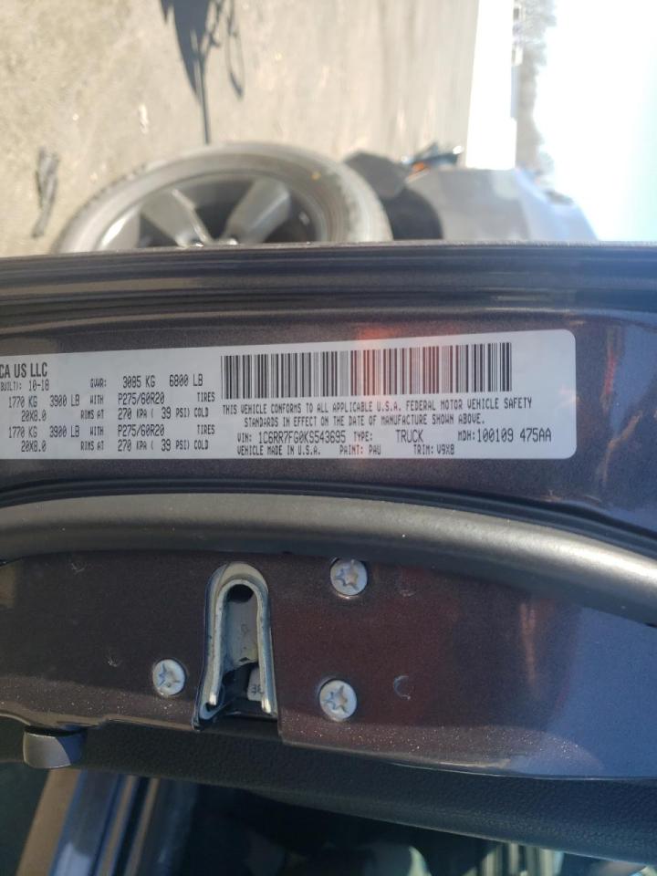 Photo 10 from auction – 2019 RAM 1500 CLASS with VIN 1C6RR7FG0KS543695
