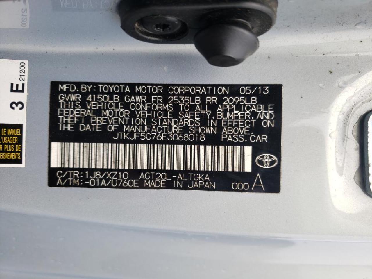 Photo 10 from auction – 2014 TOYOTA SCION TC with VIN JTKJF5C76E3068018