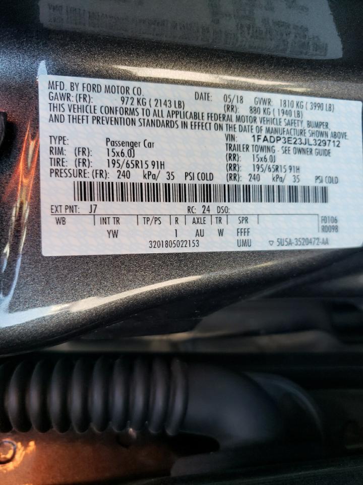 Photo 10 from auction – 2018 FORD FOCUS S with VIN 1FADP3E23JL329712