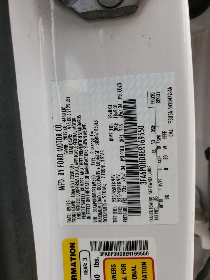 Photo 10 from auction – 2014 FORD FUSION SE with VIN 3FA6P0HD8ER169550