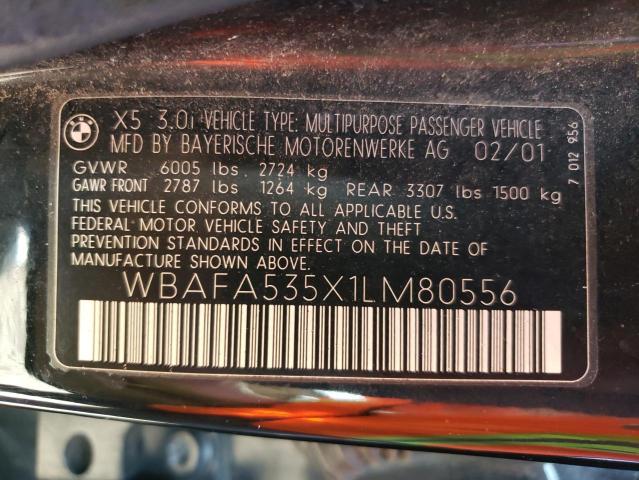 Photo 10 from auction – 2001 BMW X5 3.0I with VIN WBAFA535X1LM80556