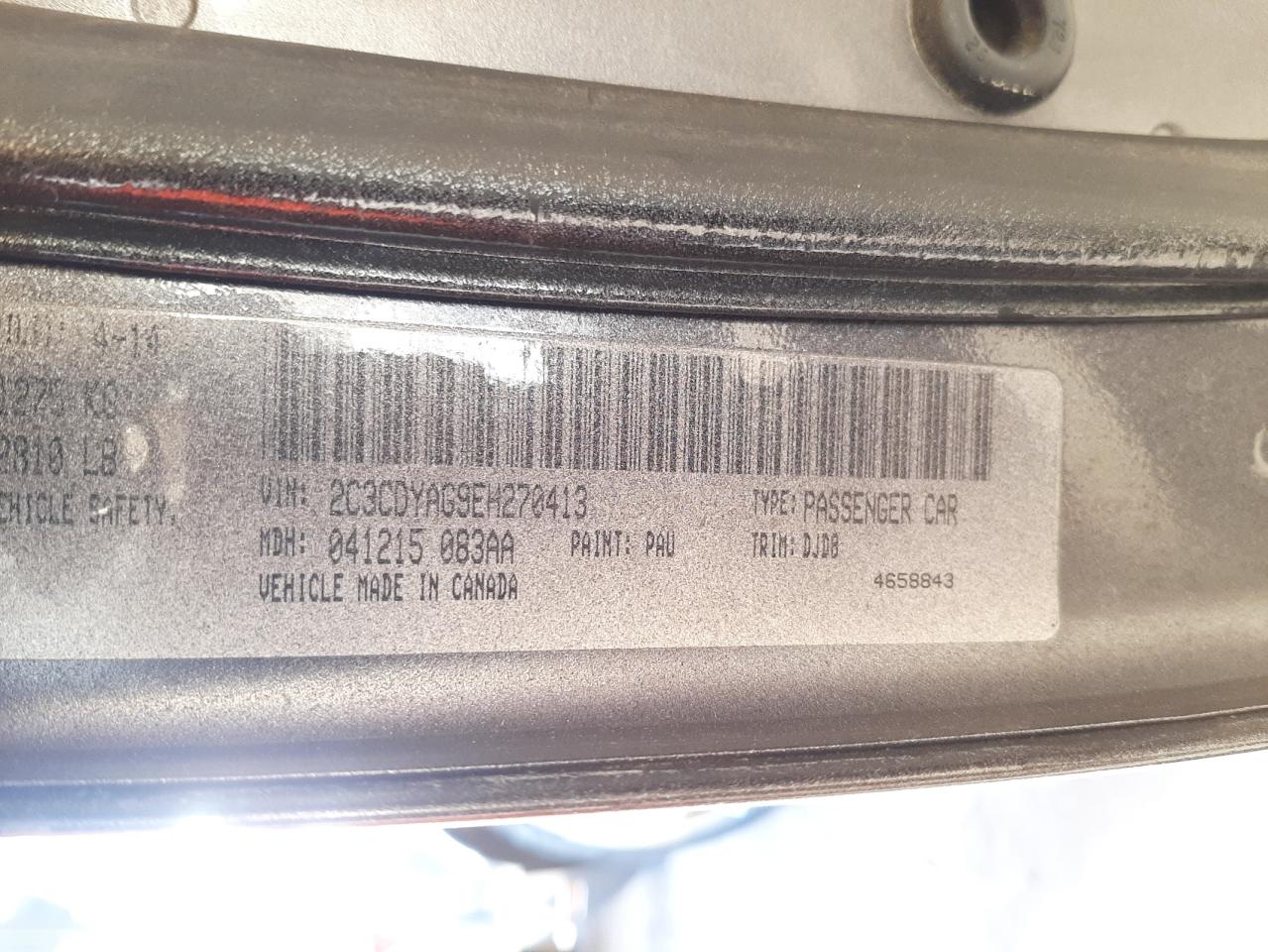 Photo 10 from auction – 2014 DODGE CHALLENGER with VIN 2C3CDYAG9EH270413