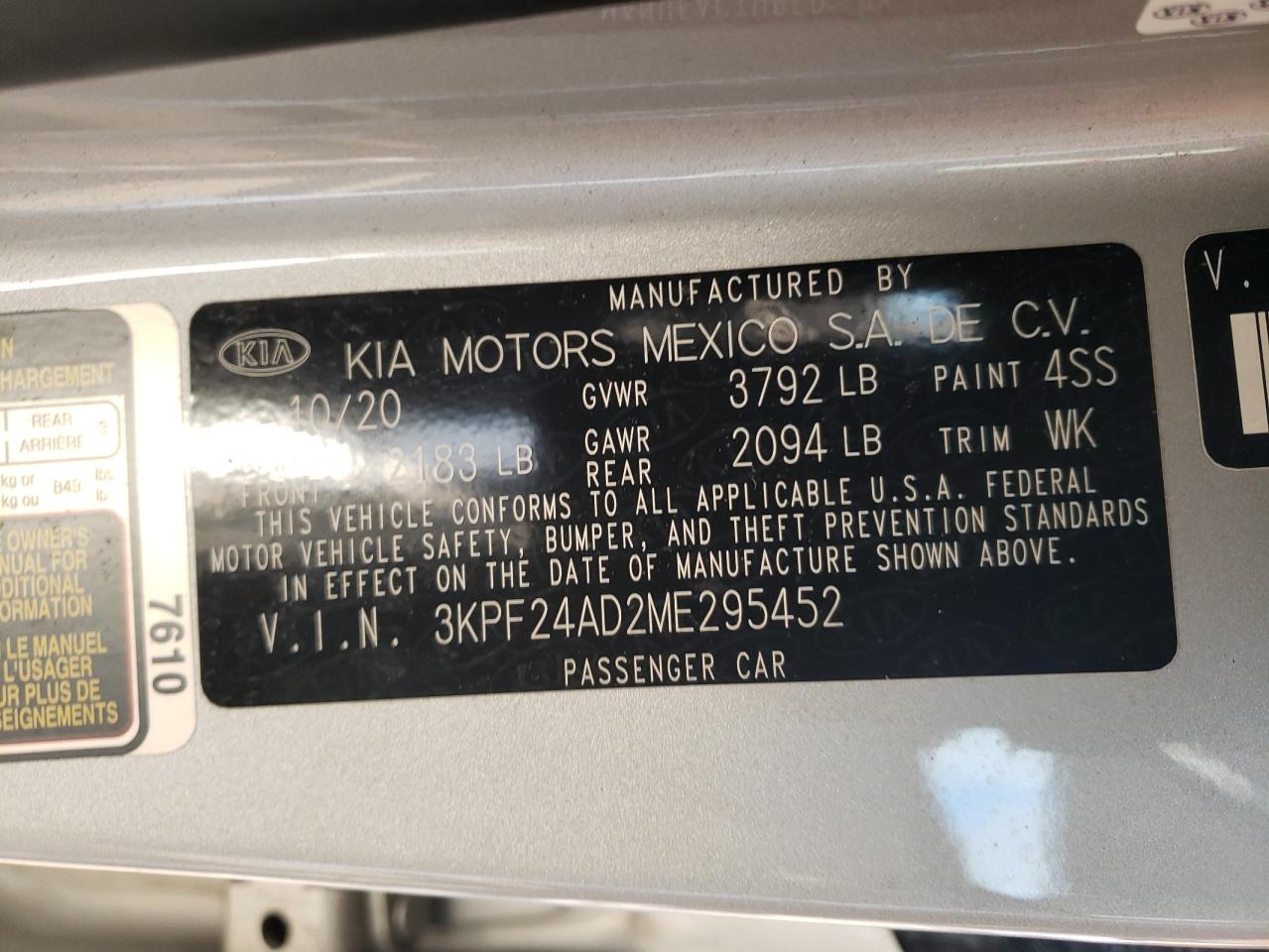 Photo 10 from auction – 2021 KIA FORTE FE with VIN 3KPF24AD2ME295452
