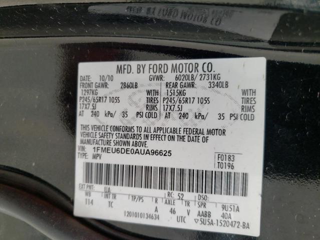Photo 10 from auction – 2010 FORD EXPLORER X with VIN 1FMEU6DE0AUA96625