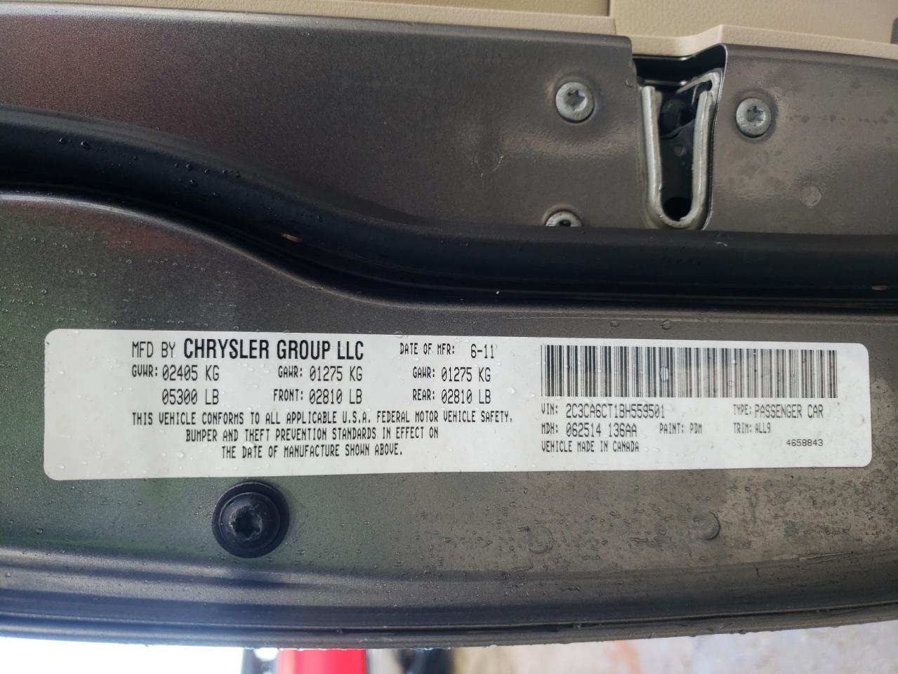 Photo 10 from auction – 2011 CHRYSLER 300C with VIN 2C3CA6CT1BH559501