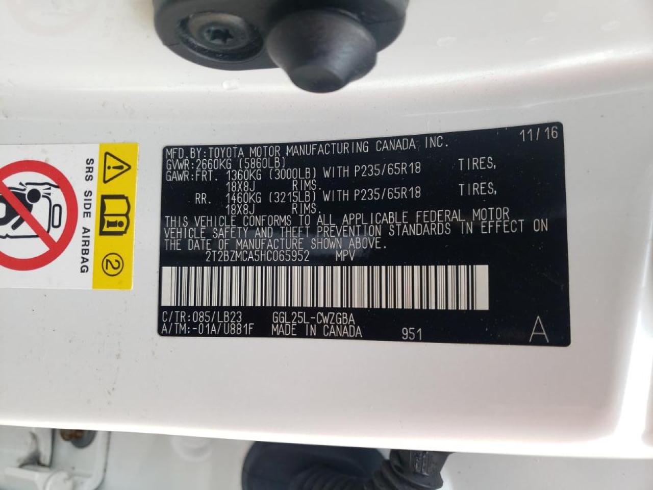 Photo 10 from auction – 2017 LEXUS RX 350 BAS with VIN 2T2BZMCA5HC065952