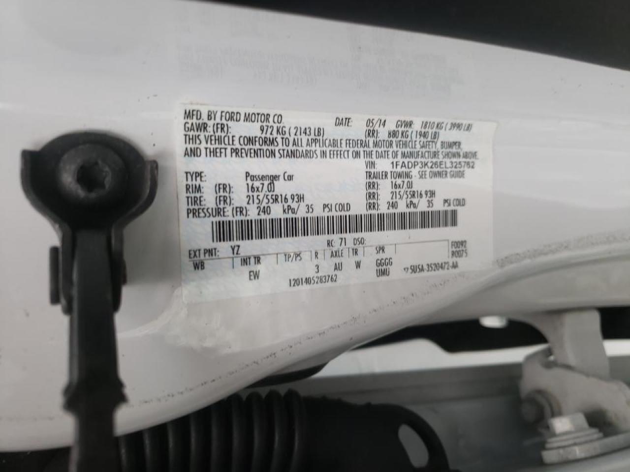 Photo 10 from auction – 2014 FORD FOCUS SE with VIN 1FADP3K26EL325762