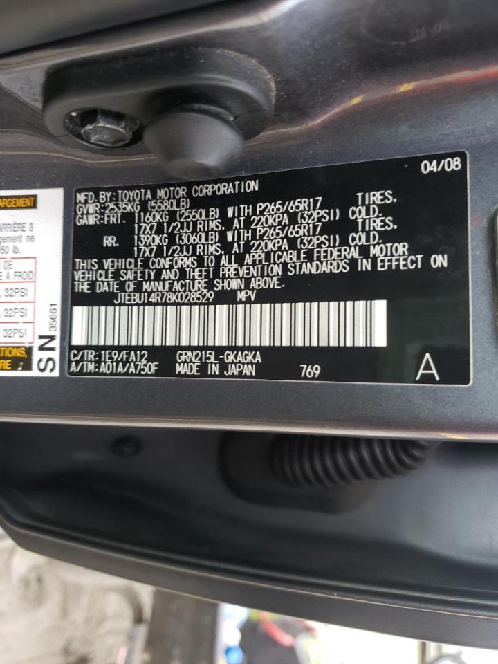 Photo 10 from auction – 2008 TOYOTA 4RUNNER SR with VIN JTEBU14R78K028529