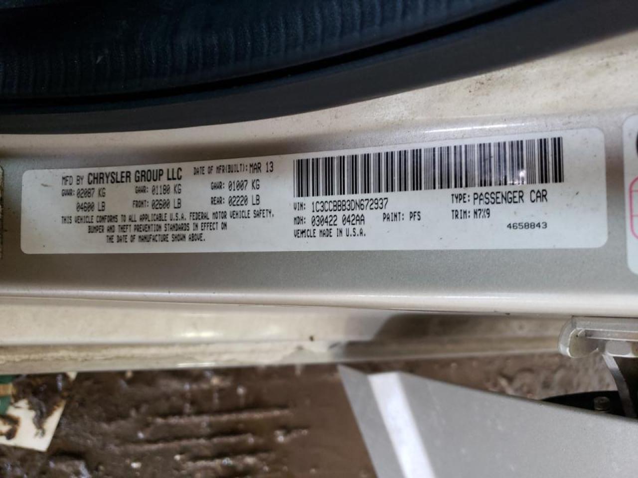 صورة رقم 10 من المزاد - 2013 CHRYSLER 200 TOURIN مع VIN 1C3CCBBB3DN672937