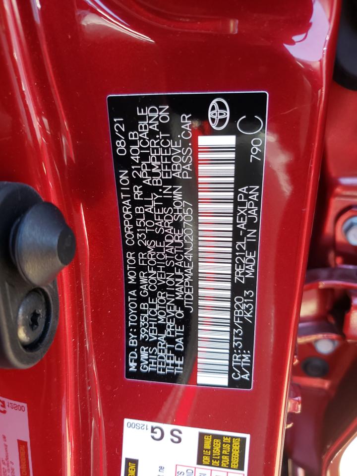Photo 10 from auction – 2022 TOYOTA COROLLA LE with VIN JTDEPMAE4NJ207057