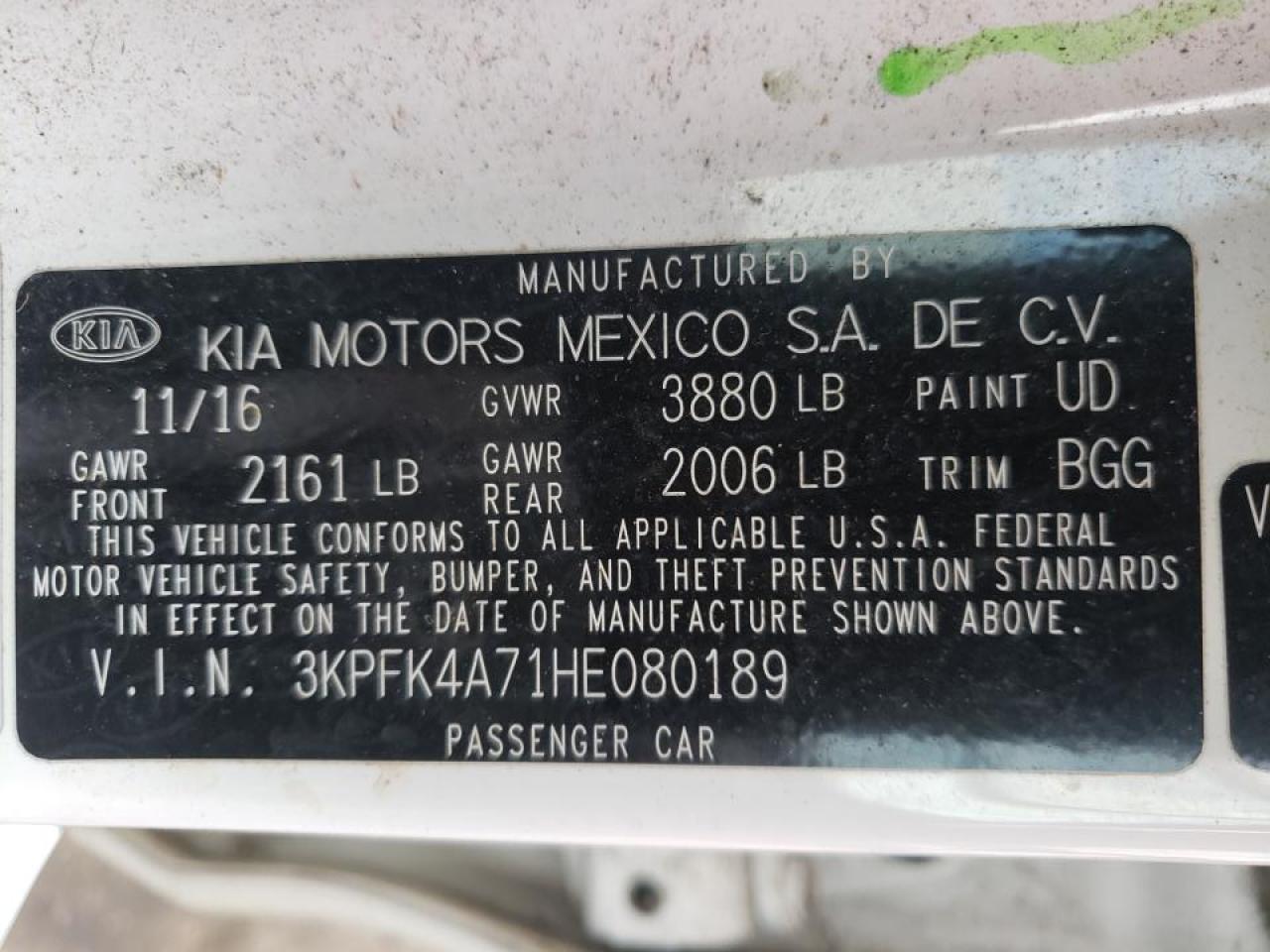 Photo 10 from auction – 2017 KIA FORTE LX with VIN 3KPFK4A71HE080189