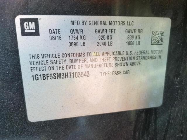 Photo 10 from auction – 2017 CHEVROLET CRUZE PREM with VIN 1G1BF5SM3H7103543