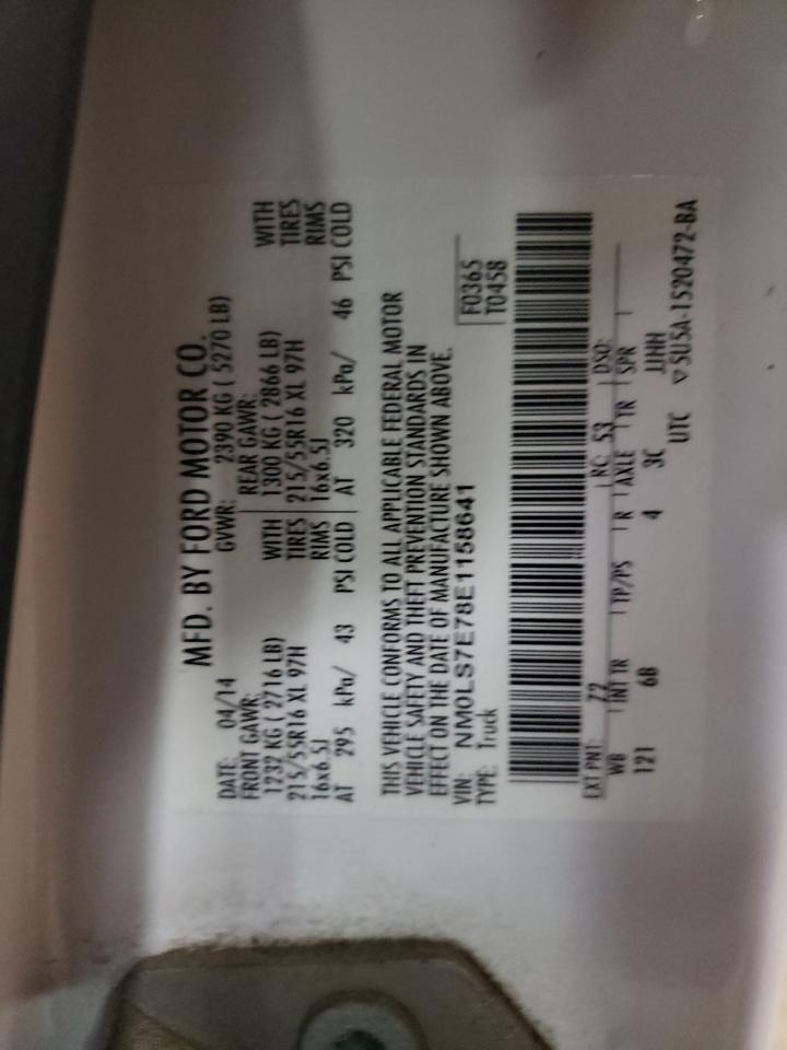 Photo 10 from auction – 2014 FORD TRANSIT CO with VIN NM0LS7E78E1158641