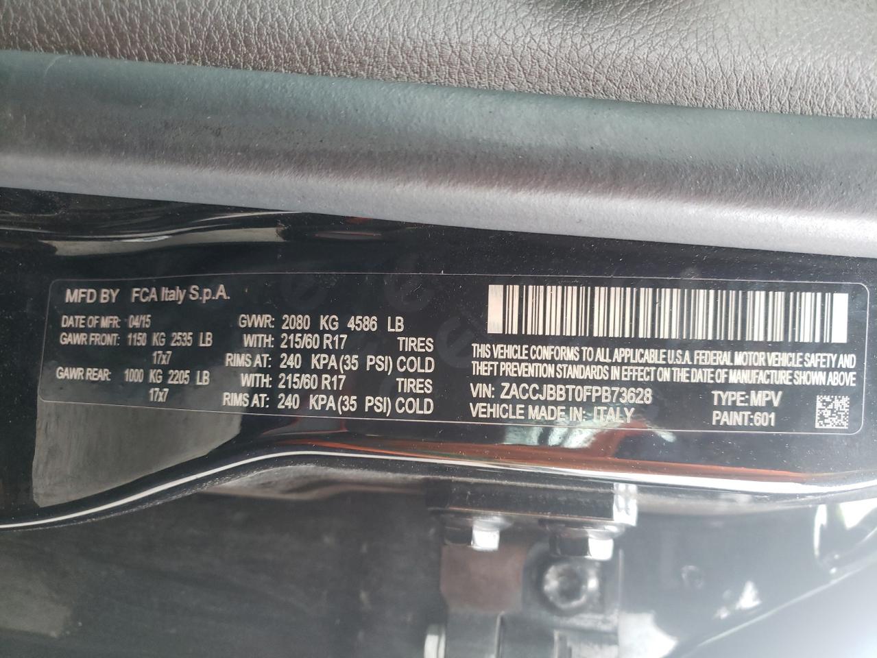 Photo 10 from auction – 2015 JEEP RENEGADE L with VIN ZACCJBBT0FPB73628