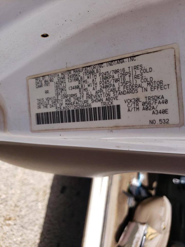 Photo 10 from auction – 2002 TOYOTA TUNDRA with VIN 5TBJN32112S298466