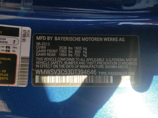 Photo 10 from auction – 2013 MINI COOPER S with VIN WMWSV3C53DT394646