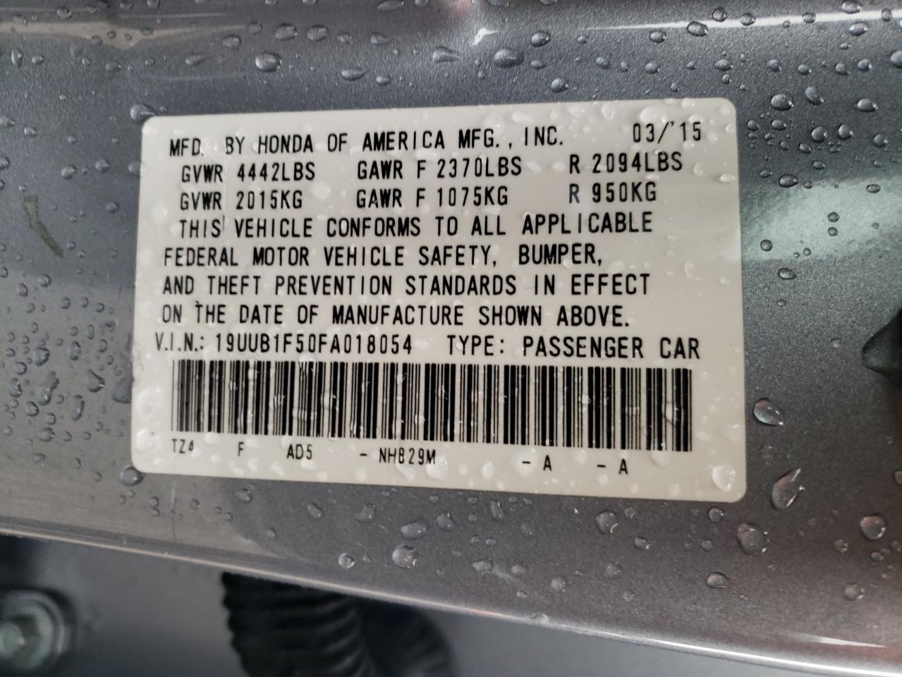 Photo 10 from auction – 2015 ACURA TLX TECH with VIN 19UUB1F50FA018054
