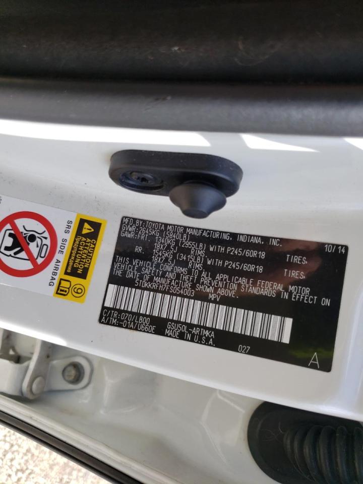 Photo 10 from auction – 2015 TOYOTA HIGHLANDER with VIN 5TDKKRFH7FS054003