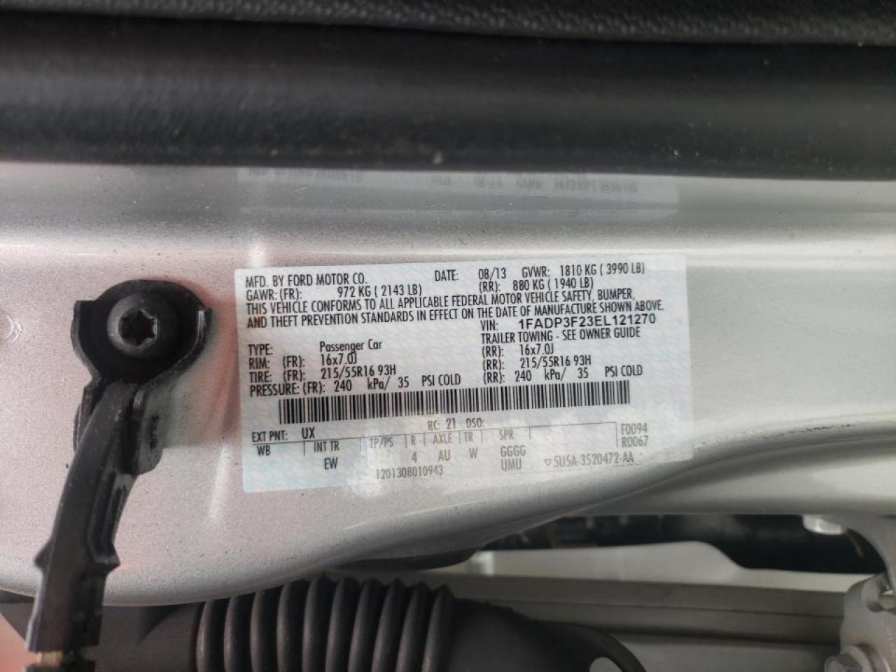 Photo 10 from auction – 2014 FORD FOCUS SE with VIN 1FADP3F23EL121270