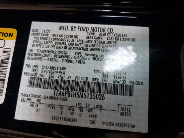 Photo 10 from auction – 2021 FORD MUSTANG with VIN 1FA6P8TH5M5135026