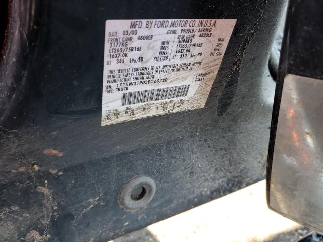 Photo 10 from auction – 2003 FORD F350 SRW S with VIN 1FTSW31P03EC60720