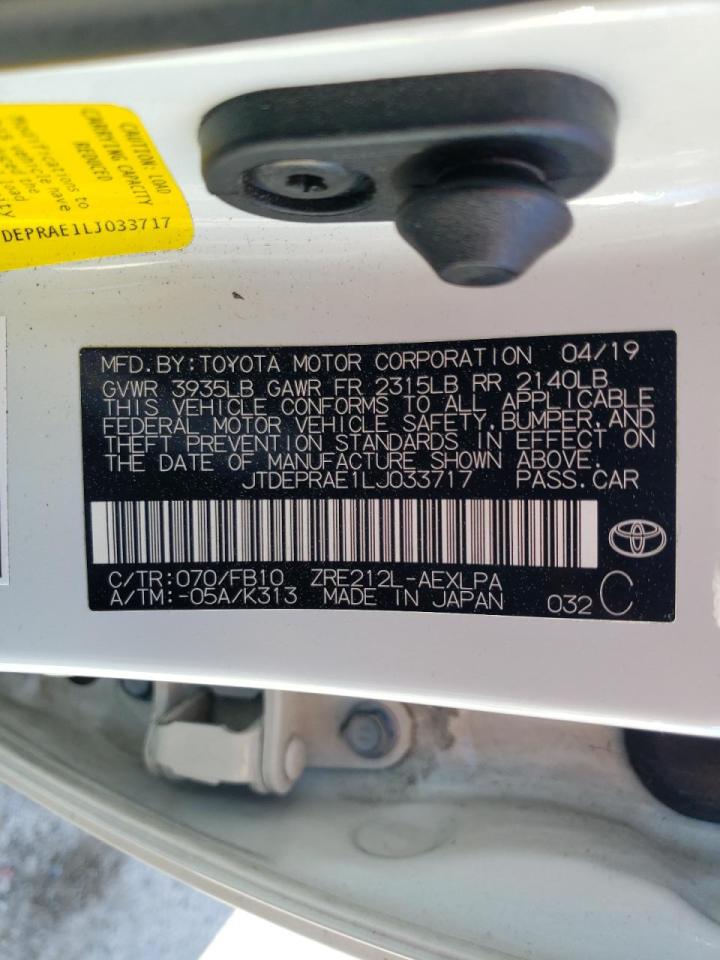 Photo 10 from auction – 2020 TOYOTA COROLLA LE with VIN JTDEPRAE1LJ033717