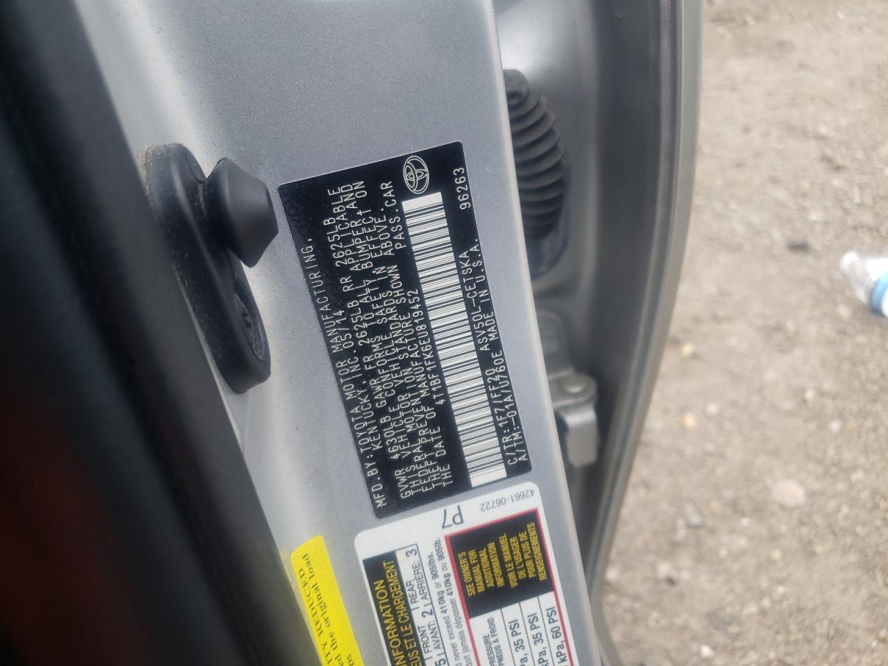 Photo 10 from auction – 2014 TOYOTA CAMRY L with VIN 4T1BF1FK6EU819452