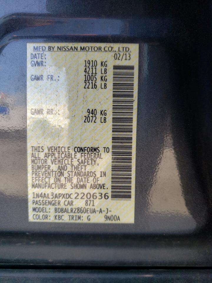 Photo 10 from auction – 2013 NISSAN ALTIMA 2.5 with VIN 1N4AL3APXDC220636