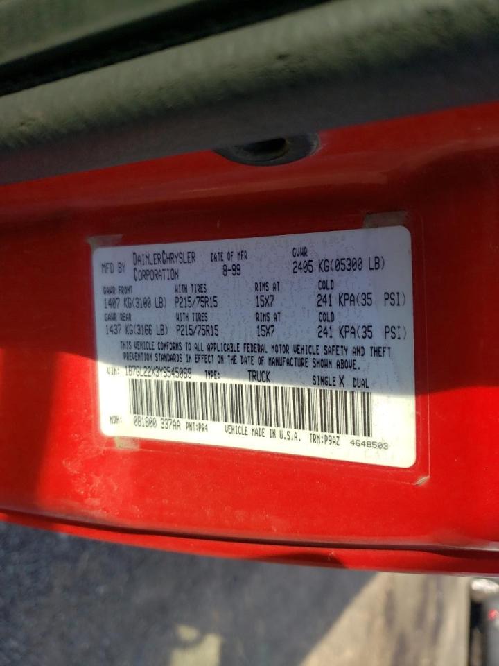 Photo 10 from auction – 2000 DODGE DAKOTA with VIN 1B7GL22X3YS545069